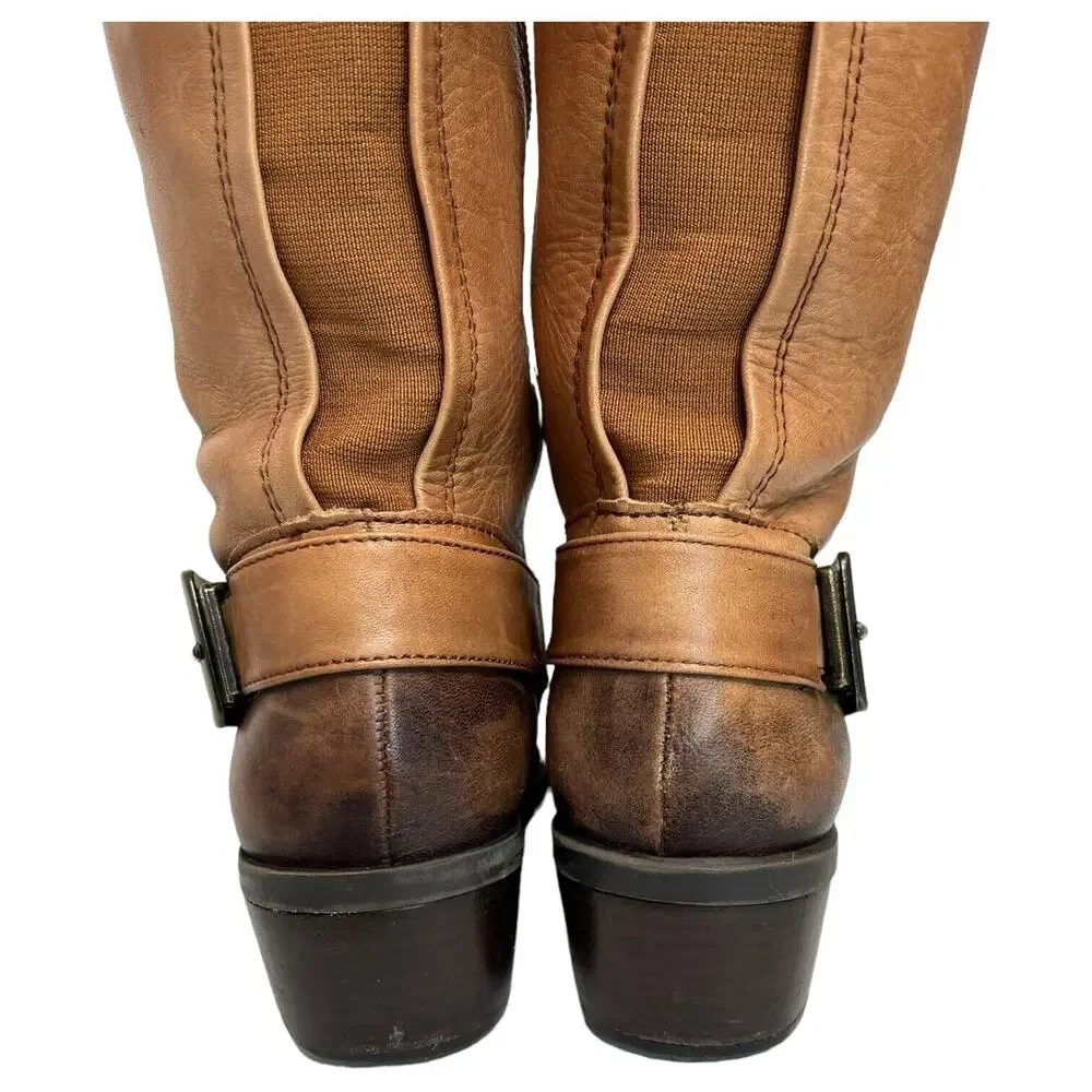 Vince Camuto Boots Womens 6 Bedina 2 Leather Tall Western Boho Buckle Brown